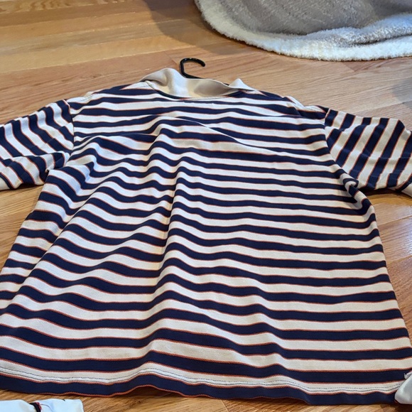 American Eagle Outfitters Navy and White Striped Polo Shirt - Picture 2 of 2